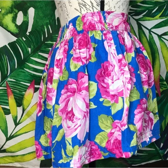 Abercrombie and Fitch Small Blue Pink Floral Aurora Disneybound Skirt - Picture 4 of 6